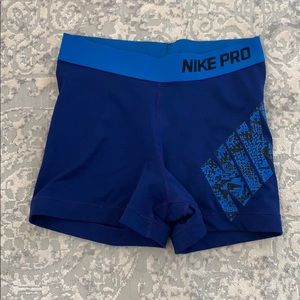 Royal Blue Nike Pro Spandex Shorts